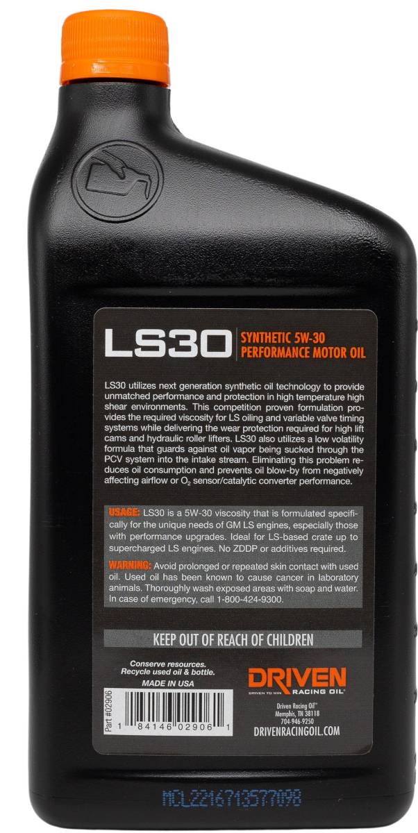 DRIVEN LS30 5W-30 Synthetic Street Performance Oil image 1